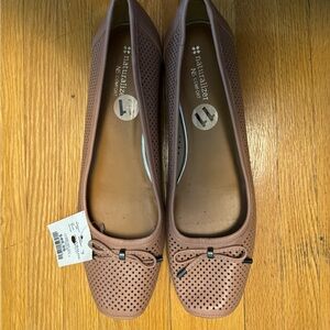 Naturalizer Women's Perforated Bow-Trim Ballet Flats in Cognac Brown